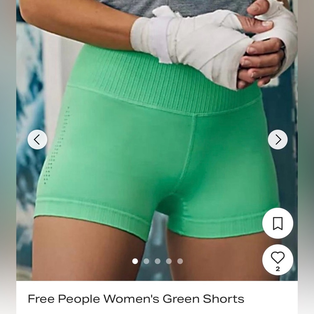 Free People Green High-Waist Spandex Shorts